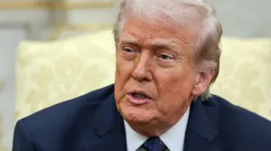 U.S. President Donald Trump speaks as he meets with German Chancellor Friedrich Merz (not pictured) in the Oval Office at the White House in Washington, D.C., U.S., March 3, 2026. REUTERS/Jonathan Ernst/Jonathan Ernst