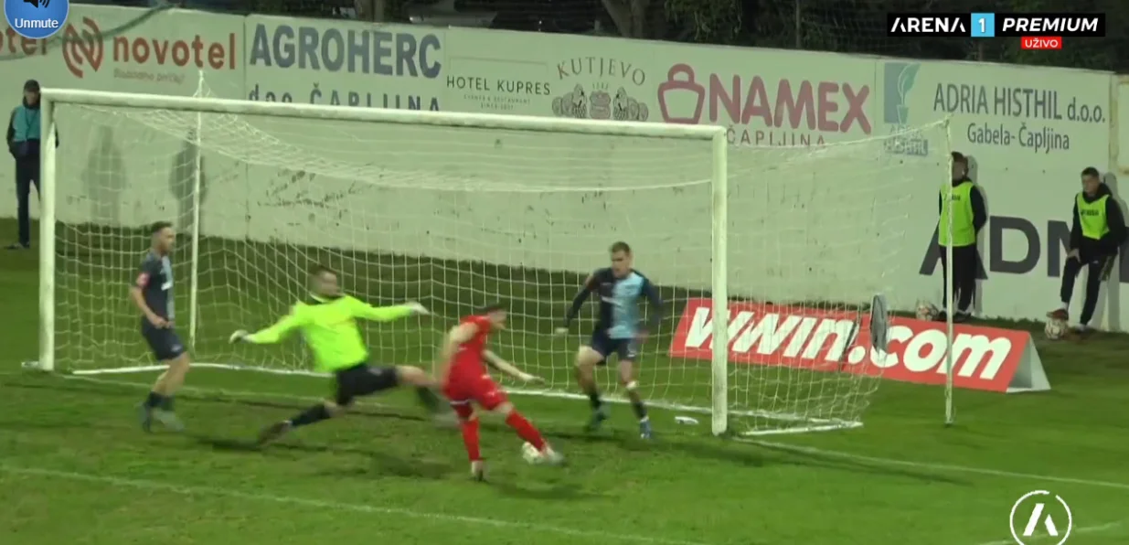 Mikić strijelac za Zrinjski protiv GO&Scaron;K-a (FOTO: Screenshot/Arenasport)/Foto: 