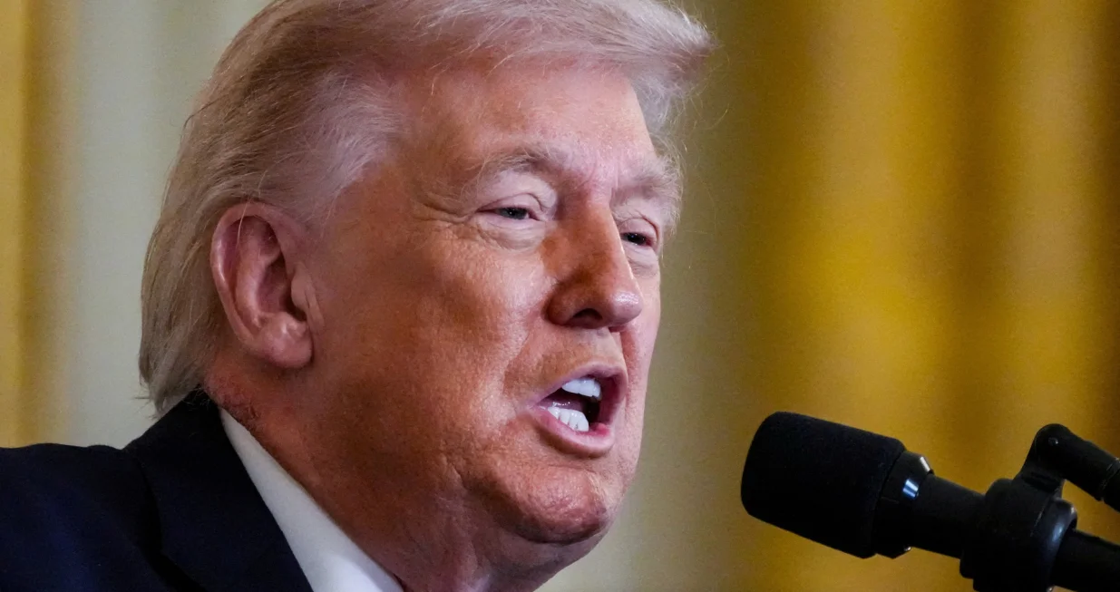 FILE PHOTO: U.S. President Donald Trump speaks, as a patch of blemished skin is visible above his shirt collar, during a Medal of Honor ceremony at the White House in Washington, D.C., U.S., March 2, 2026. REUTERS/Ken Cedeno/File Photo/Ken Cedeno