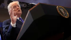 FILE PHOTO: U.S. President Donald Trump speaks at a press briefing at the White House, following the Supreme Court's ruling that he had exceeded his authority when he imposed tariffs, in Washington, D.C., U.S., February 20, 2026. REUTERS/Jonathan Ernst REFILE - CORRECTING MONTH/File Photo/Jonathan Ernst