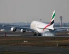 An Emirates plane with German tourists evacuated from the Middle East arrives from Dubai, amid the U.S.-Israeli conflict with Iran, at the airport in Frankfurt, Germany, March 3, 2026. REUTERS/Kai Pfaffenbach/Kai Pfaffenbach