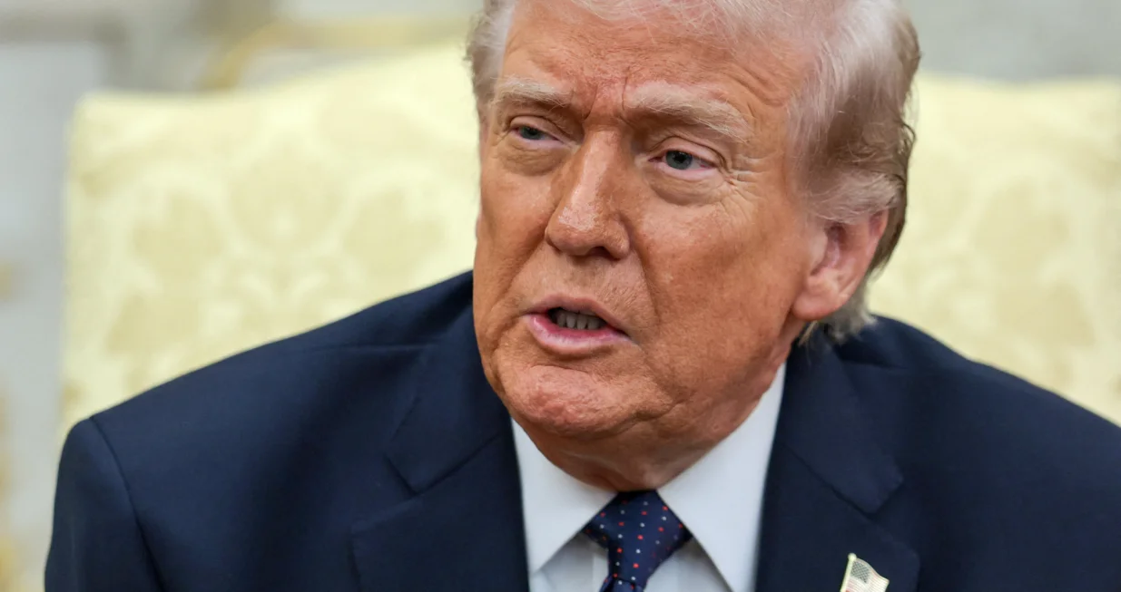 U.S. President Donald Trump speaks as he meets with German Chancellor Friedrich Merz (not pictured) in the Oval Office at the White House in Washington, D.C., U.S., March 3, 2026. REUTERS/Jonathan Ernst/Jonathan Ernst