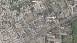 A satellite image, annotated by Reuters, shows the Shajareh Tayyebeh girls' school and other structures damaged after being struck, amid the U.S.-Israeli conflict with Iran, in Minab, Hormozgan Province, Iran March 4, 2026. 2026 Planet Labs PBC/Handout via REUTERS THIS IMAGE HAS BEEN SUPPLIED BY A THIRD PARTY MANDATORY CREDIT/2026 Planet Labs Pbc