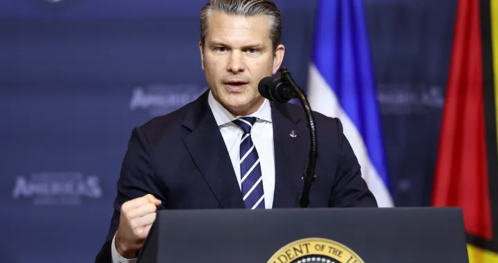 U.S. Secretary of Defense Pete Hegseth speaks at the "Shield of the Americas" Summit in Miami, Florida, U.S., March 7, 2026. REUTERS/Kevin Lamarque/Kevin Lamarque