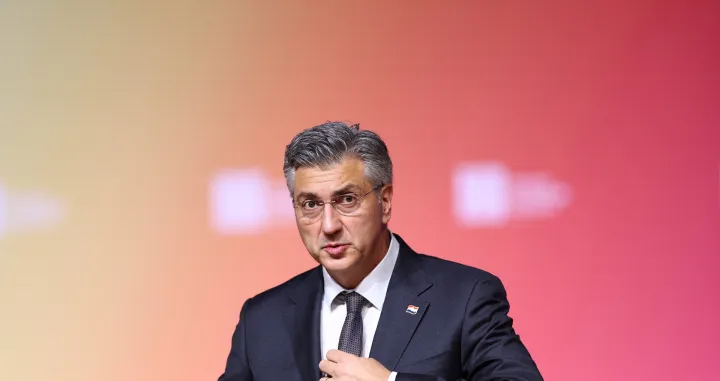 Croatia's Prime Minister Andrej Plenkovic delivers a speech during the opening plenary session at the IAEA Nuclear Energy Summit in Paris, France, March 10, 2026. REUTERS/Abdul Saboor/Pool/Abdul Saboor