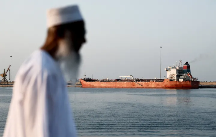 FILE PHOTO: The Callisto tanker sits anchored in Port Sultan Qaboos as the traffic is down in the Strait of Hormuz, amid the U.S.-Israeli conflict with Iran, in Muscat, Oman, March 12, 2026. REUTERS/Benoit Tessier/File Photo/Benoit Tessier