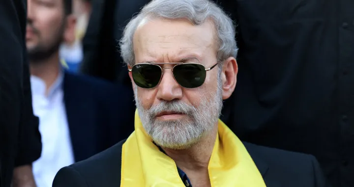 FILE PHOTO: Iran's Supreme National Security Council Secretary Ali Larijani attends a ceremony held by Hezbollah to commemorate the first anniversary of their late leader Hassan Nasrallah's killing by Israel, on the outskirts of Beirut, Lebanon, September 27, 2025. REUTERS/Mohamed Azakir/File Photo/Mohamed Azakir