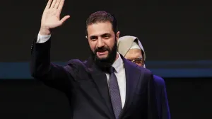 Syrian President Ahmed al-Sharaa attends the Ministry of Awqaf conference titled "Unity of Islamic Discourse" at the Conference Palace in Damascus, Syria, February 16, 2026. REUTERS/Khalil Ashawi/Khalil Ashawi