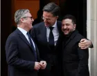 British Prime Minister Keir Starmer, Ukrainian President Volodymyr Zelenskiy and NATO Secretary General Mark Rutte meet at 10 Downing Street in London, Britain, March 17, 2026. REUTERS/Isabel Infantes  TPX IMAGES OF THE DAY/Isabel Infantes