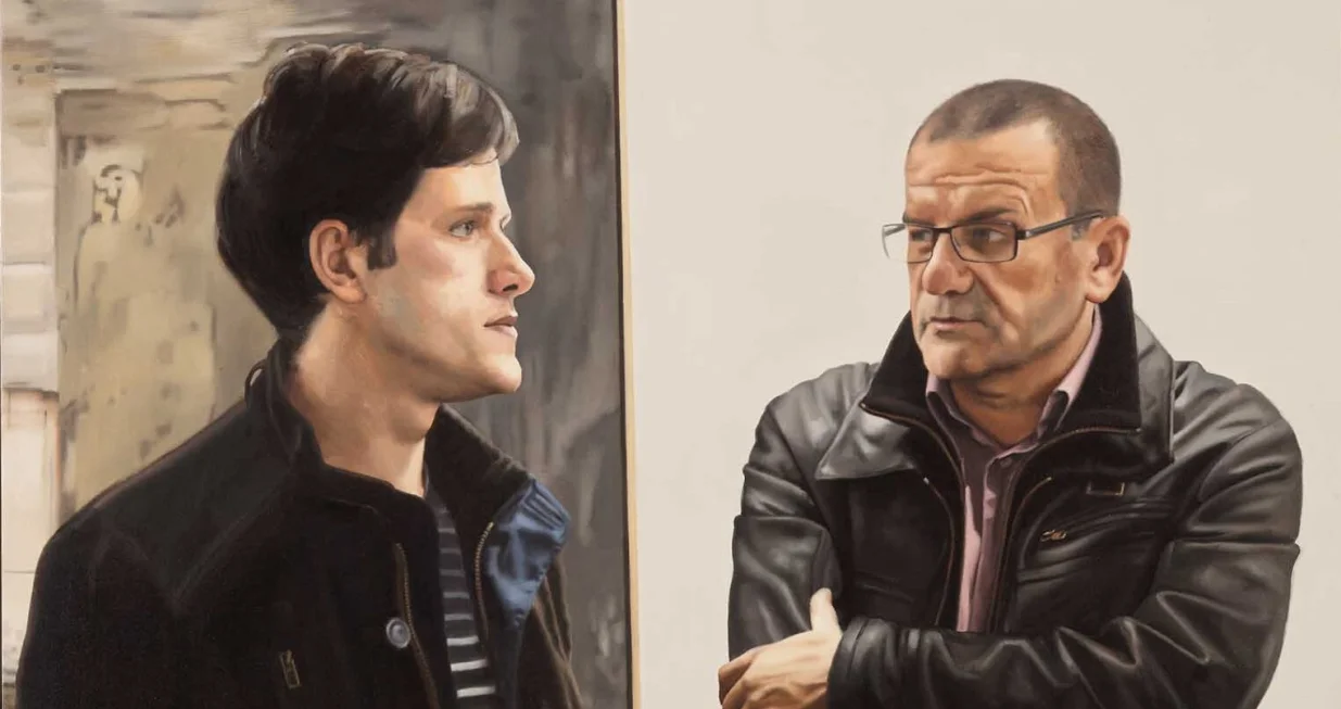 Stjepan &Scaron;andrk: "Župan i Pavlović na I. Zagrebačkom biennalu slikarstva", 2012. /GORAN VRANIĆ/Photographergoran Vranic