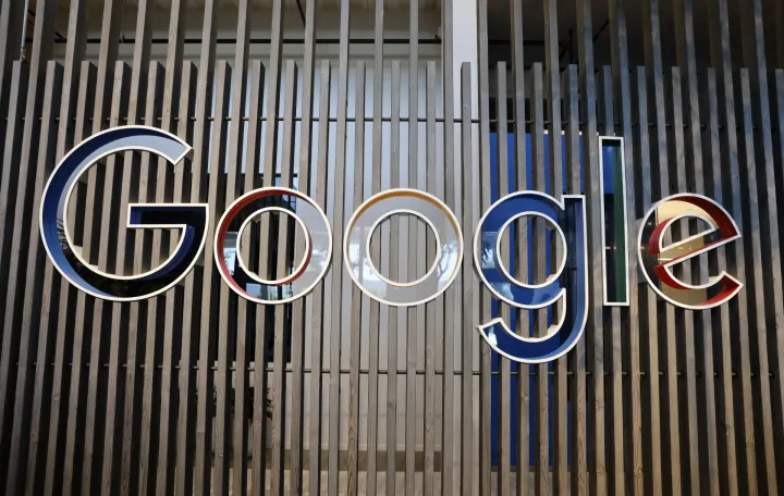 epa09952087 Google logo in the lobby of BV200, Google's new Bay View campus building during a media tour in Mountain View, California, USA, 16 May 2022. Google announced on 16 May the opening of its new Bay View campus in Silicon Valley, representing the company's first time developing its own major campus and the largest to pursue multiple green building certifications. The Bay View campus was designed by architects Bjarke Ingels Group (BIG) and Heatherwick Studio, as well as Google's design and engineering teams and spans 42 acres adjacent to the open space, two office buildings, and 1,00-person event center, and 240 short-term employee accommodations units. The campus incorporates biophilic design principles, including greenery, natural daylight and views outside from every desk to improve the health and wellbeing of those inside the building. The new building is to operate every hour of every day on carbon-free energy by 2030, the first-of-its-kind dragonscale solar skin, as well as nerby wind farms, will power Bay View on carbon-free energy 90 percent of the time. Bay View is 100 percent electric where even the kitchens are electric to decrease carbon emissions. To help deliver on its commitment to replenish 120 percent of the water it comsumes by 2023, the site is net water-positive with all non-potable water demands being met using the recycled water it generates on site. A series of above-ground ponds gather rainwater, combine with building wastewater treatment systems, together serve as a water source for cooling towers, flushing toilets, and landscape irrigation. EPA/JOHN G. MABANGLO/John G. Mabanglo